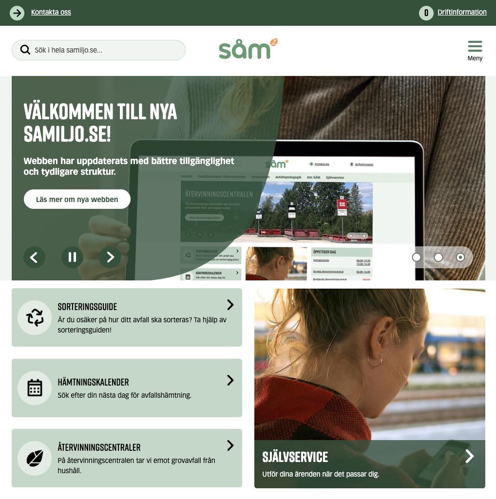 SÅM – webbplatsens startsida